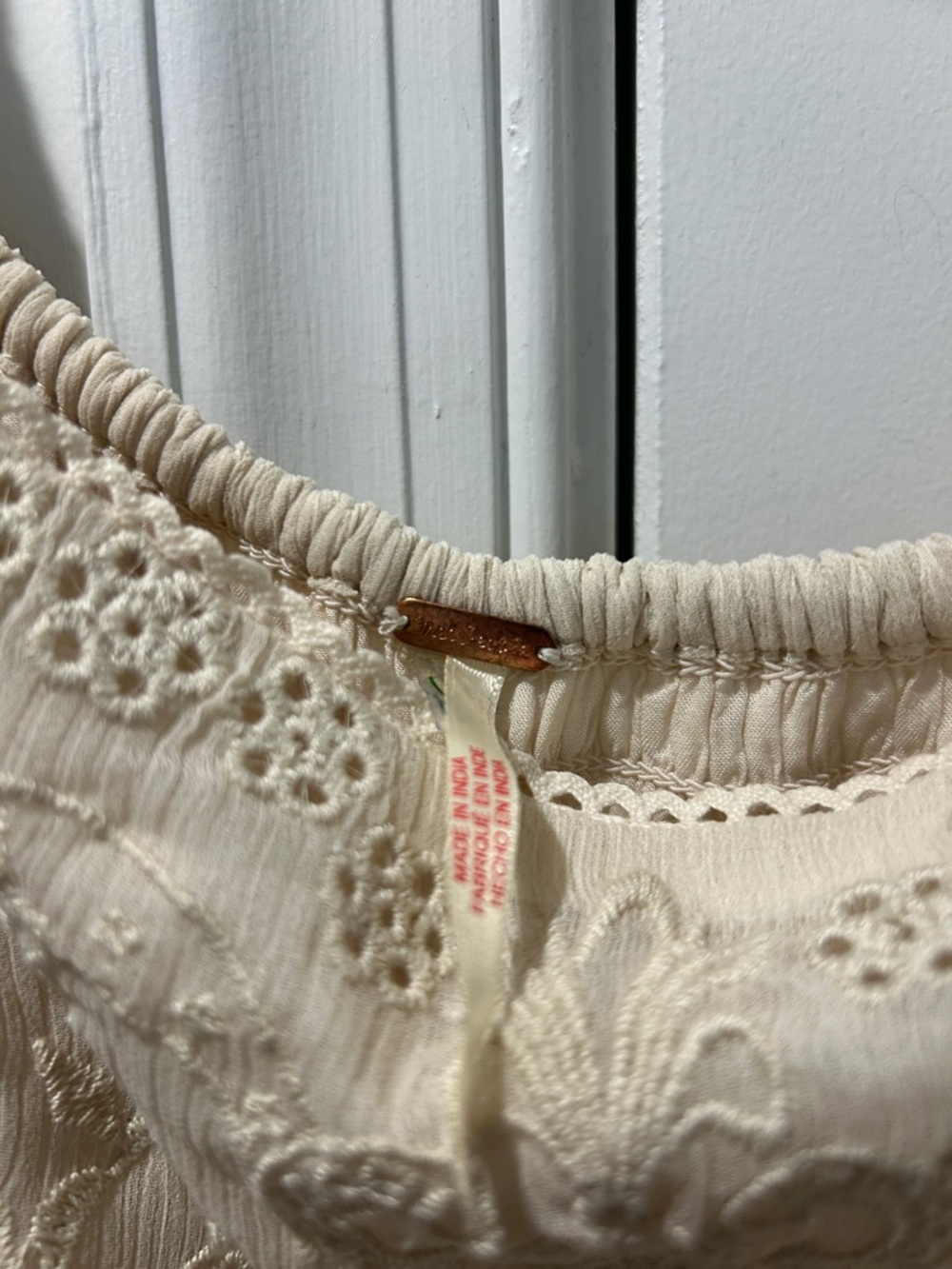 Free People Cream Textured Maxi Dress with Puff Sleeves - Picture 4 of 7